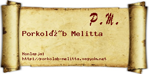 Porkoláb Melitta névjegykártya